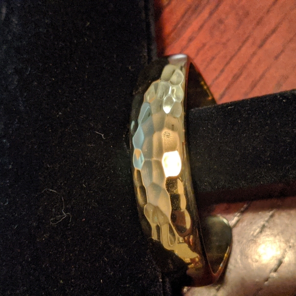 Bracelet Beveled Designed Goldtone Steel Children's Cuff - Picture 3 of 8